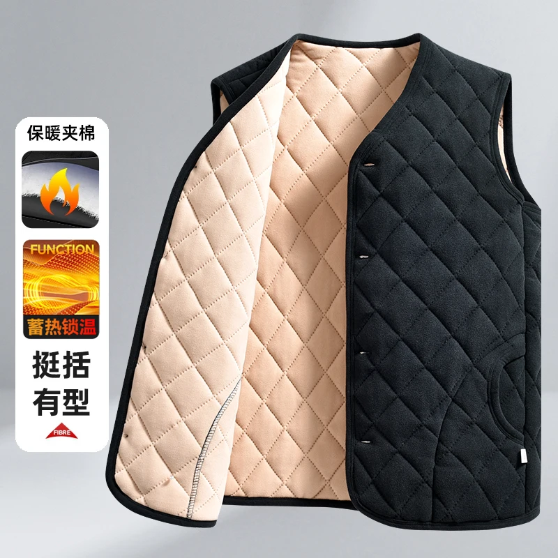 Men's Fall Winter Fleece Lined Padded Vest Short Warm Thermal Sleeveless Jacket Casual Outdoor Gilet
