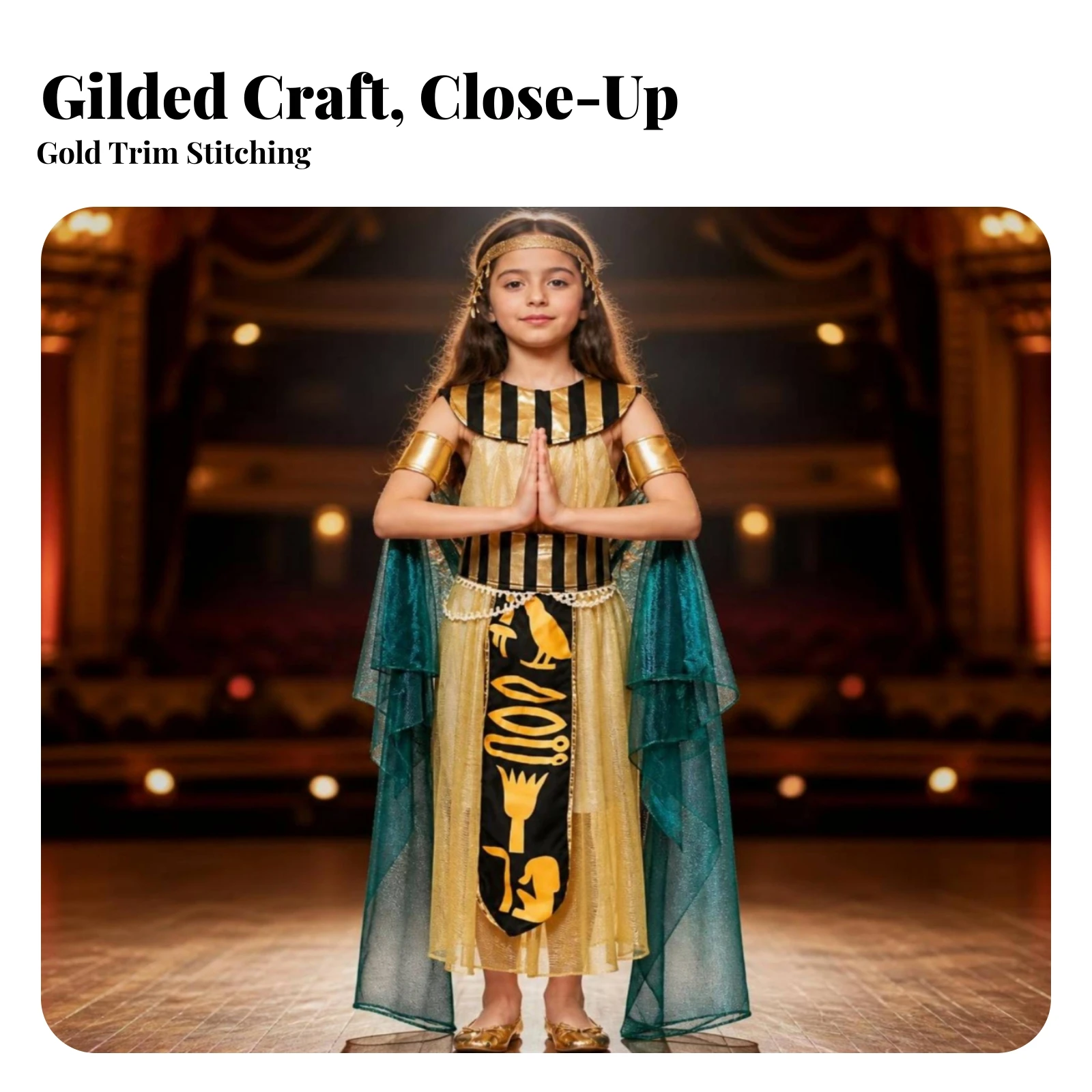 Egyptian Queen Costume Sleeveless Egyptian Dress with Cape Pharaoh Costume Theatrical Dress with Wrist Cuffs Distinctive
