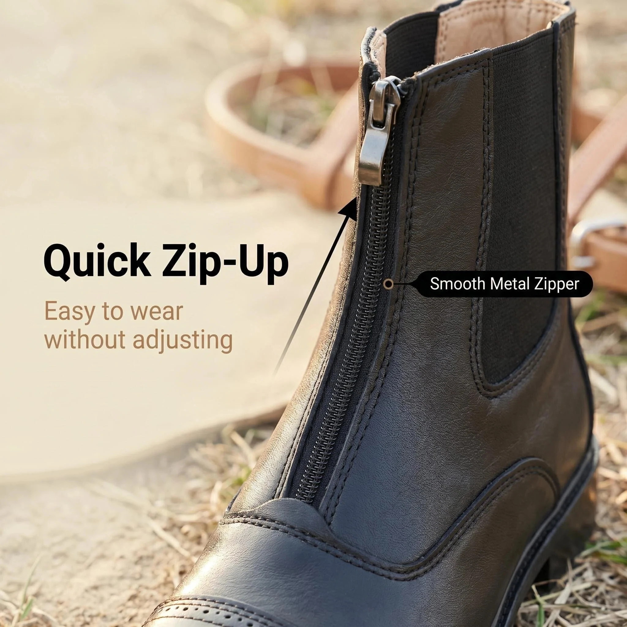 Fotografia 6: Botas de equitação para homens e mulheres, botas equestres, couro completo, alta qualidade, sapatos com zíper, perspectiva, cabeçada