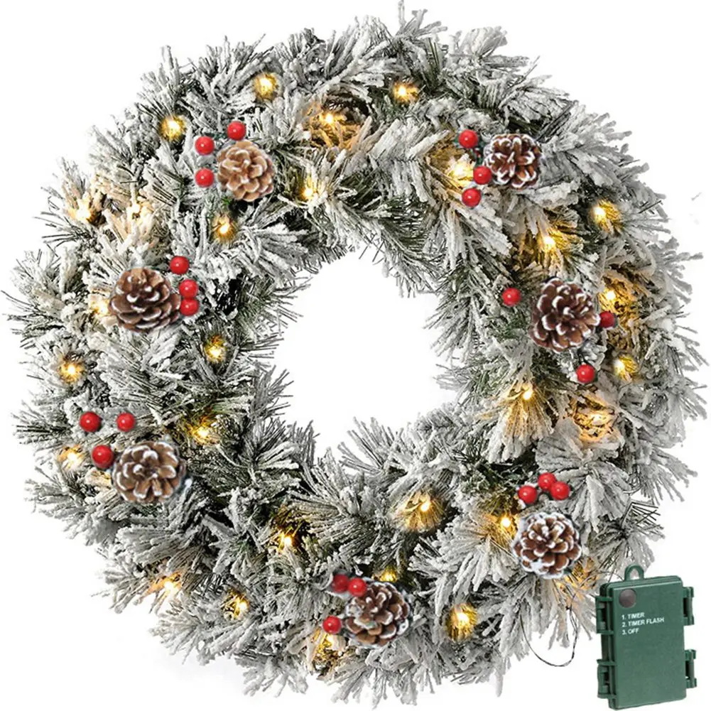 60cm Christmas Wreath Door Garlands Hanging Oranments Merry Christmas Decor For Home 2024 Happy New Year Navidad Wreaths