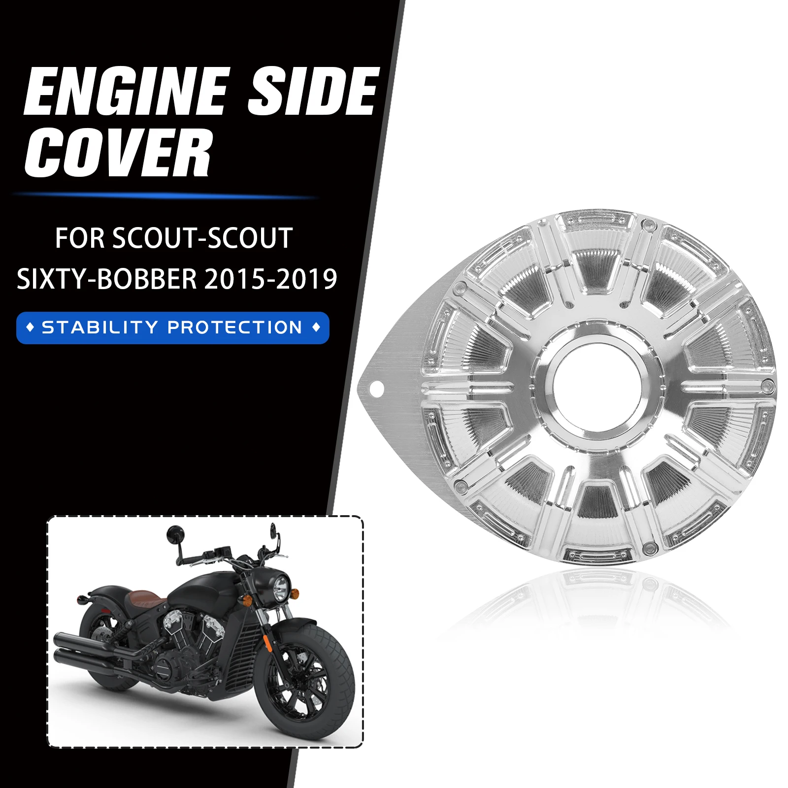 For India Scout-Scout Sixty-Bobber 2015-2019 2018 2017 2016 Left Engine Cover Motor Stator Hood CrankCase Generator Coil Shell
