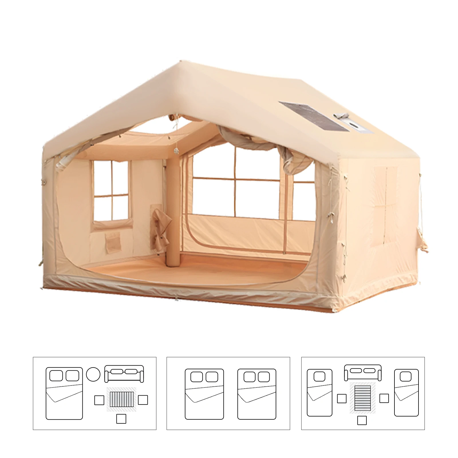 

Надувные палатки для кемпинга с ручным насосом, простая установка, водонепроницаемая и ветрозащитная выдувная палатка с сеткой и окном дымохода