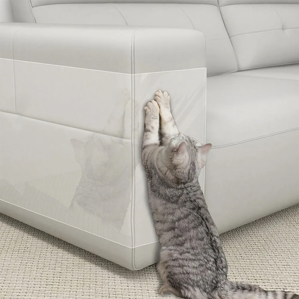 Generic Cat Scratch Furniture Protector Thick Vinyl Couch Protector Clear Self-Adhesive Cat Tape for Furniture Sofa Door Walls