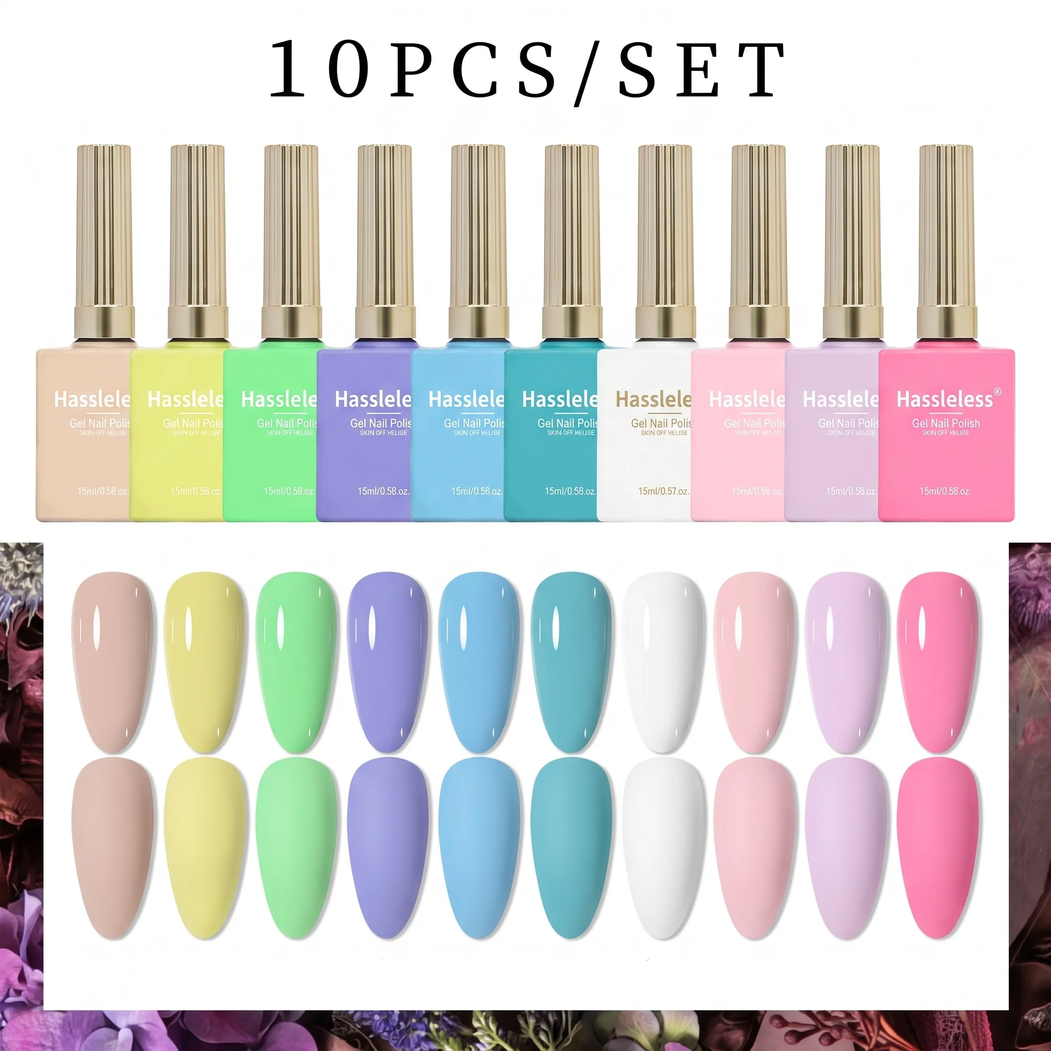 Hassleless 10Pcs Solid Color Nail Polish Gel Set, Create a Stunning Nail Look, Removable