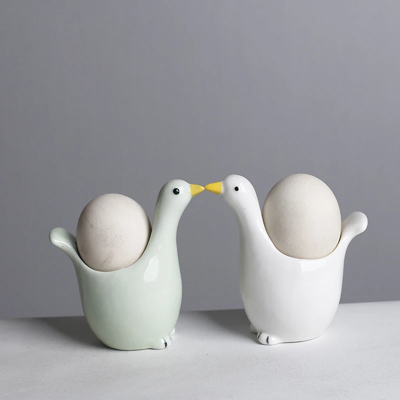 

Креативная керамическая подставка для яиц в виде мультяшной чайки, тарелка для хранения яиц на завтрак, столовые приборы, декоративные аксессуары для яиц