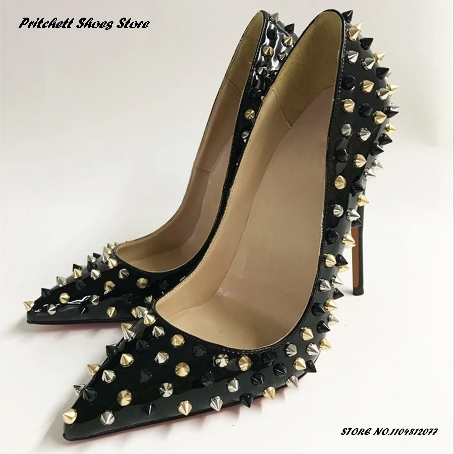 حذاء نسائي مثير ببرشام أسود، حذاء بكعب ستيليتو ذو فم ضحل مدبب، حذاء فردي كبير الحجم، حذاء حفلات للولائم في الربيع والصيف