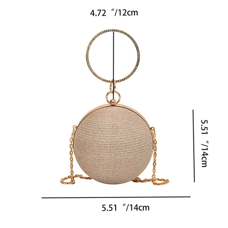 Circular Ring Portable Evening Bags Metal Sliver Round Ball Handbags For Lipstick Elegant Luxury Clutch Purse Wedding Wallets