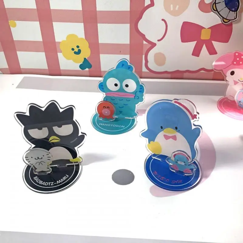 Desktop Ornaments 2Pcs Kawaii Sanrioed Keroppi Badtz Maru Hangyodon Cartoon Cute Acrylic Bracket Photo Frame Holder Festival