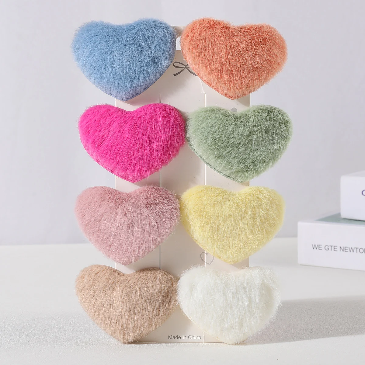 8Pcs Girls Plush Hair Clips Side Clips Girls Colorful Clips Plush Love Heart Shaped Bangs Hairpins Kids Hair Accessories