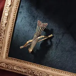 Trendy Rhinestones Bow and Arrow Brooches for Women Unisex Quiver Weapons Pins Banquets Party Backpack Gifts Jewelry Accessories