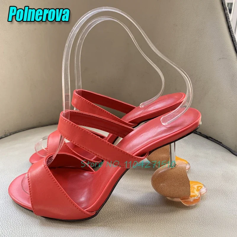 

Special Egg Heel Sandals for Women Summer New Open Toe High Heel Slippers Brand Design Solid Genuine Leather Party Runway Shoes