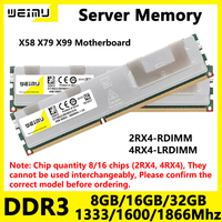 DDR3 Server Memory Ram 4GB 8GB 16GB 32GB 64GB PC3 1333 1600 1866Mhz 1.5v 240Pin Cooling Vest REG ECC Ram Fit X58 X79 Motherboard