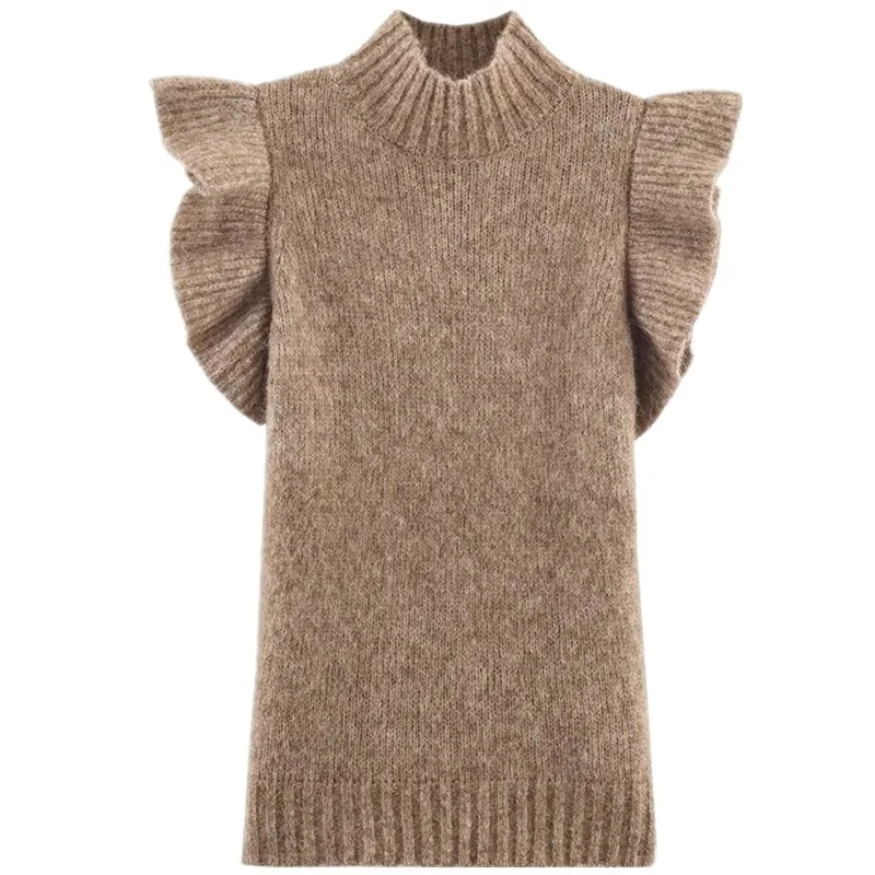 เสื้อถักทรงเข้ารูปสำหรับผู้หญิง ฤดูใบไม้ร่วง ฤดูหนาว ดีไซน์ใหม่ ตกแต่งแบบเลเยอร์ สไตล์ยุโรป เสื้อสเวตเตอร์แฟชั่นสำหรับสุภาพสตรี