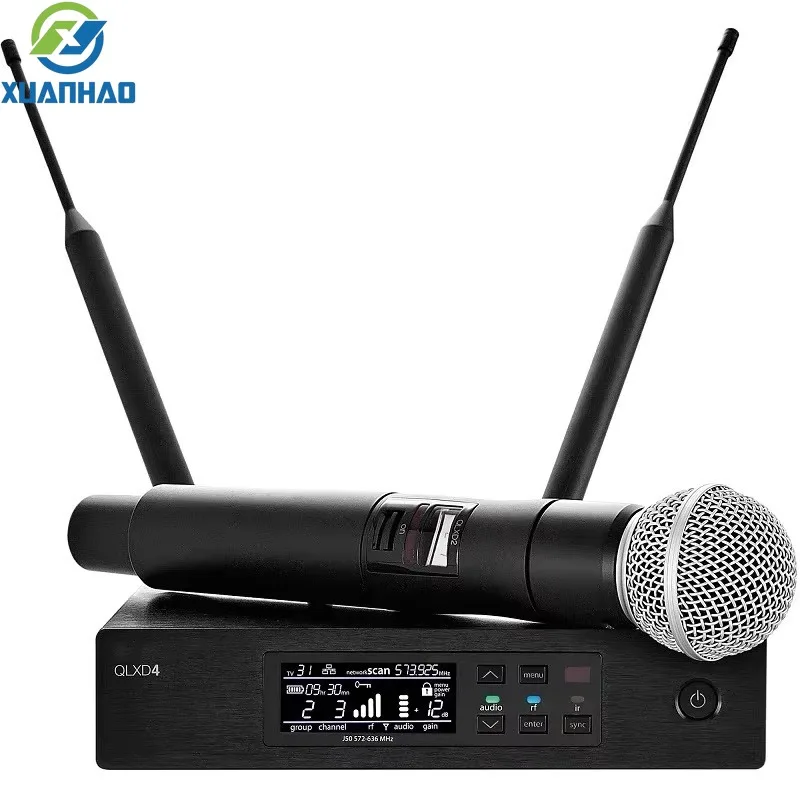 UHF Professional High Quality Wireless Single Channel Handheld Microphone System QLXD4 S58 BETA58A KSM8 For Stage Performances