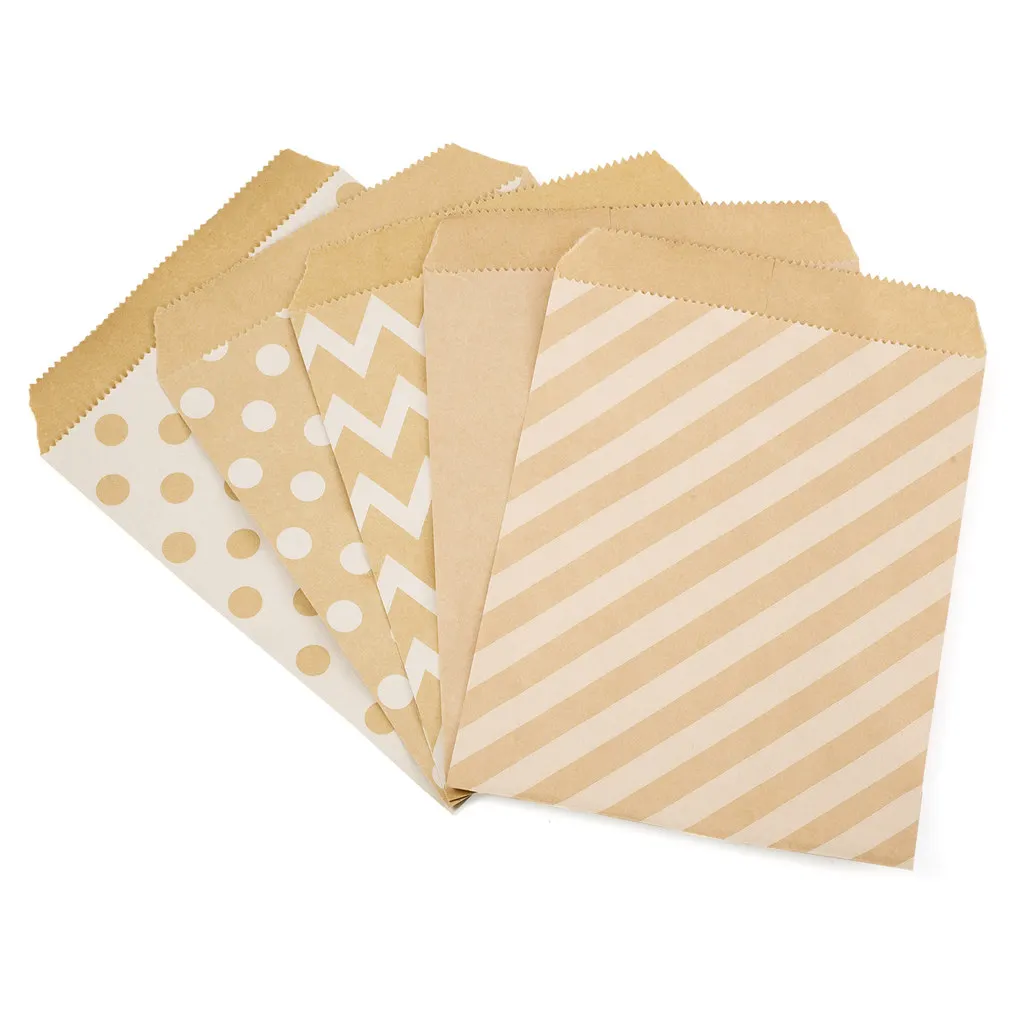 50Pcs 5 Styles Mixed Shapes No Handles Paper Bags Storage Bags for Jewelry Packings 18X13Cm 10Pcs/Style