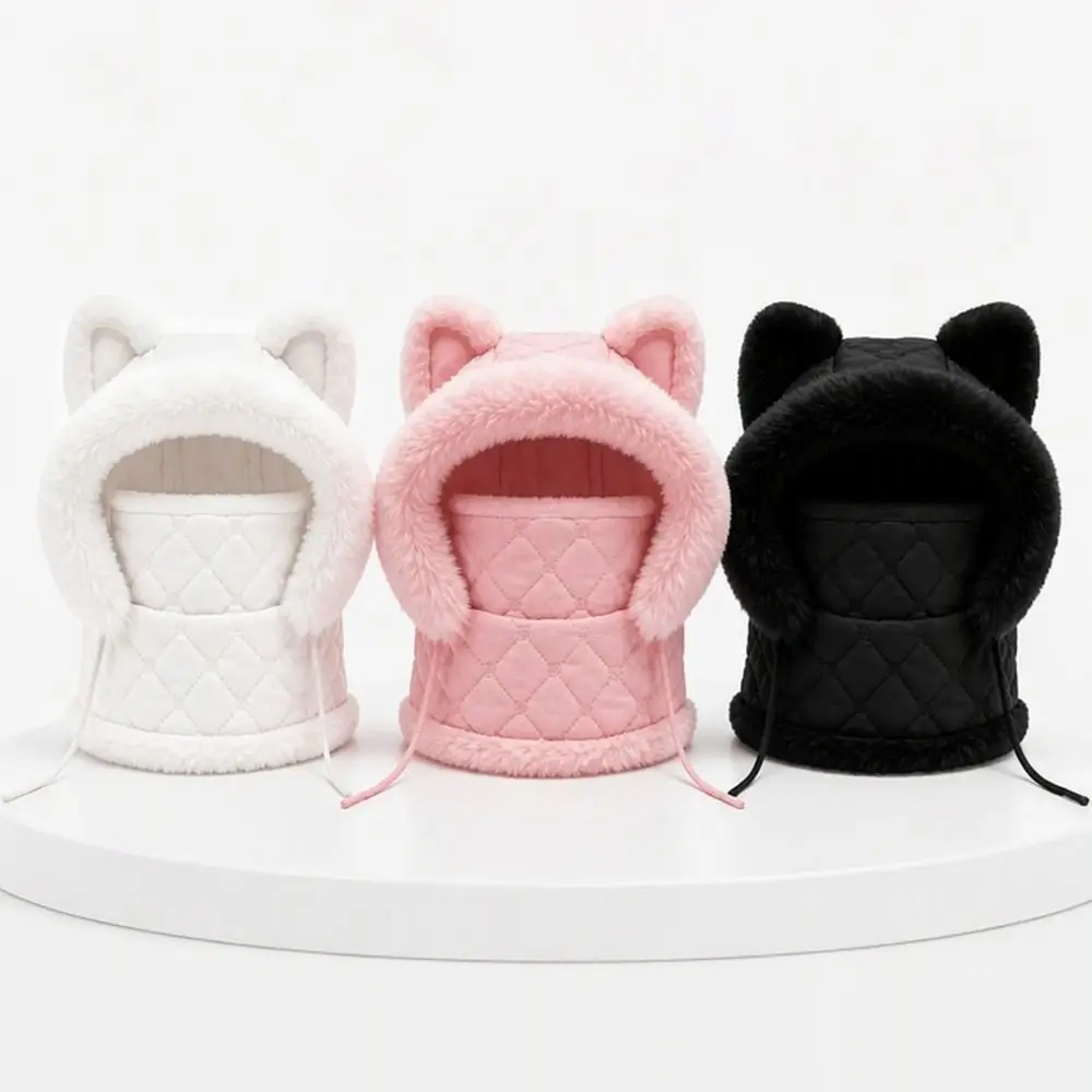 Windproof Winter Balaclava Hat Zipper Closure Faux Fur Trim Full Face Neck Warmer Full Face Coverage Thick Fleece Lining