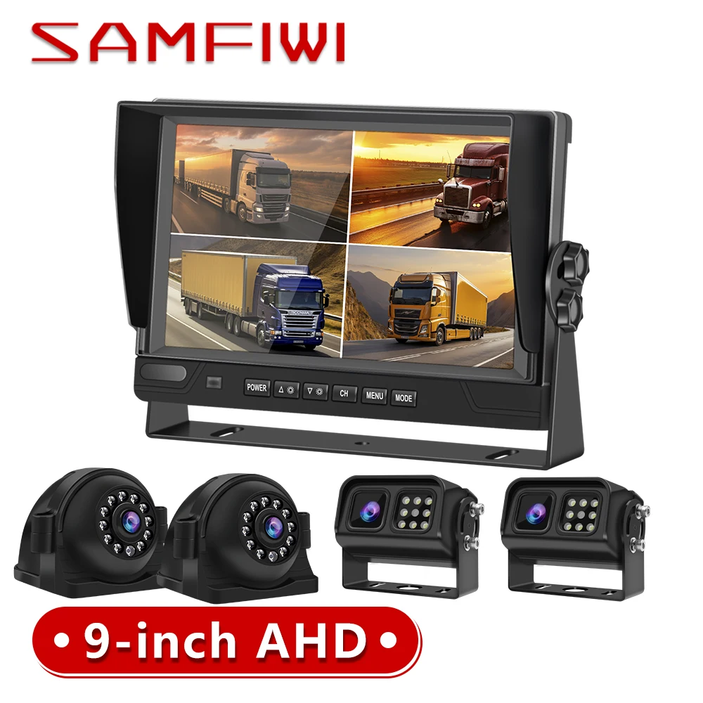 

AHD 9 inch Split screen Car Monitor 4ch DVR Dash Monitors Display IPS Screen Video Recorder Truck Backup Vehicle Camera