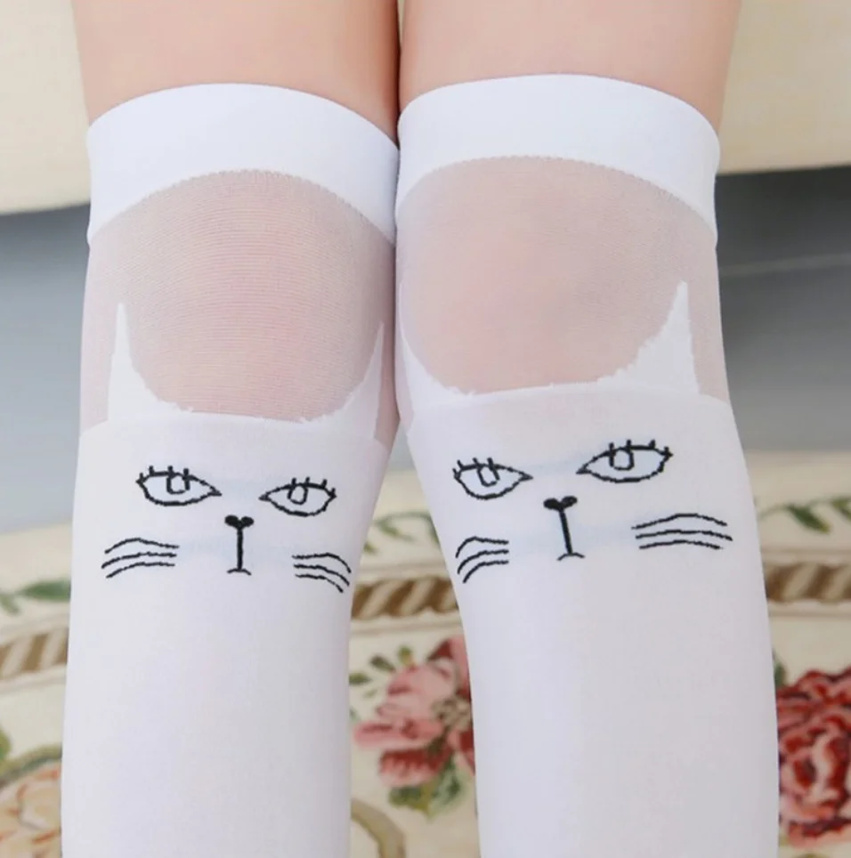 Girls Kids Knee High Socks Stripes Cat Pattern Children Cute Toddler girls socks 10 colors for 2~12 years Baby Long Leg Warm