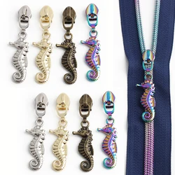 6PCS 5# Metal Nylon Seahorse Wallet Zipper Puller Messenger Bag Shoulder Bag Pillow School Bag DIY Sewing Tools Supplies