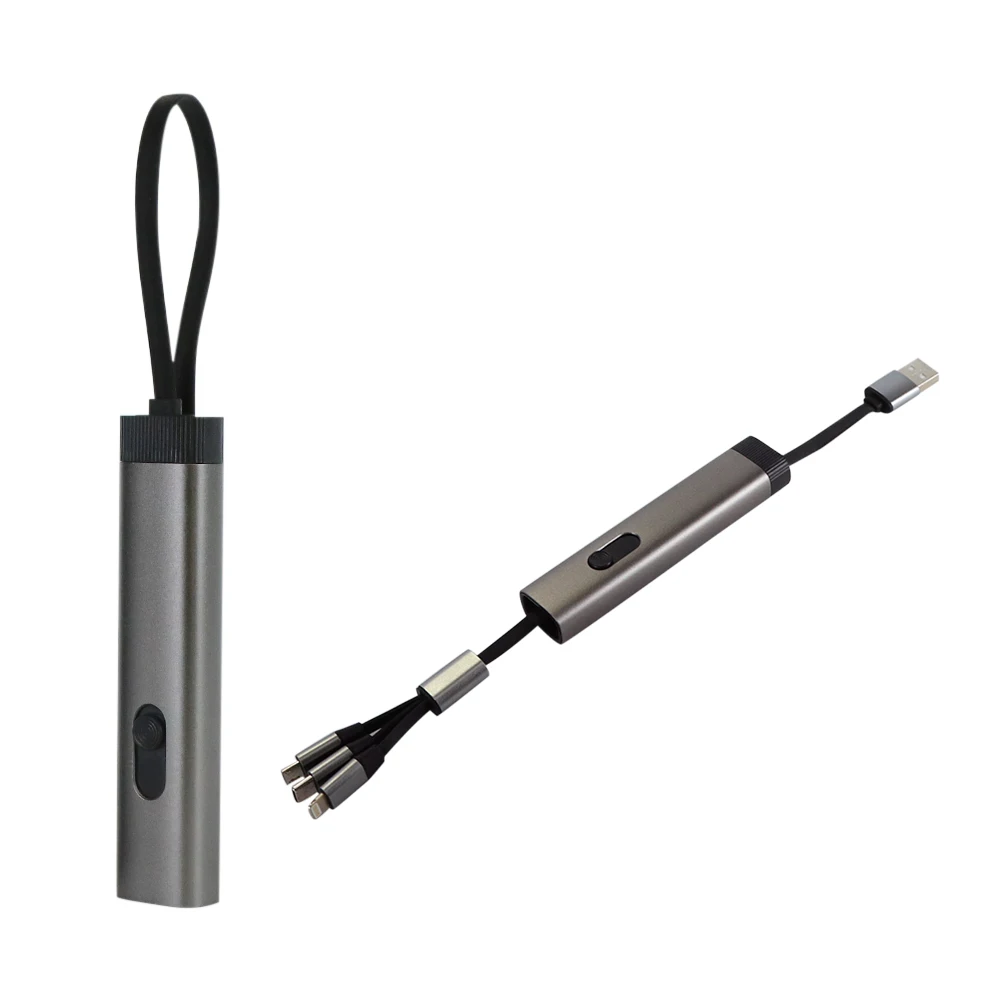 3-in-1 Data Cable Portable Charging Cable Multi-function Keychain Charging Cable