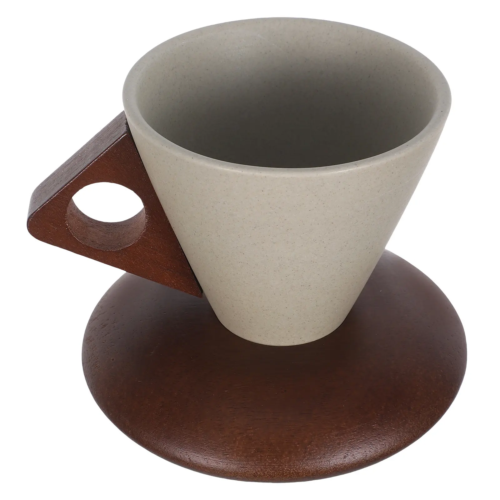 1Set Funnel Shaped Ceramic Coffee Mug 250Ml Rustic Latte Art Cup Pottery Stoneware Mug for Espresso Home Office Aesthetic