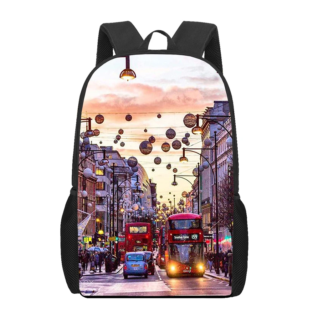 Inglaterra I Love london 3D Print School Bag Set para meninas adolescentes, Primary Kids Book Bag, Satchel para crianças