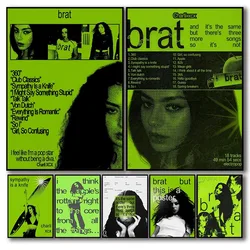 Brat Cover Singer C-Charli XCX Iconic Album Y2k Style Poster Vintage Green Art Canvas Painting Living Room Home Decor Fans Gift
