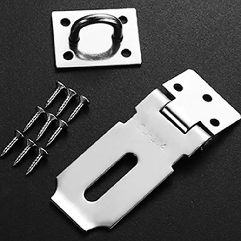 90 Degree Padlock Hasp Screwdriver Stainless Steel Door Clasp Door Buckle Anti Theft Silver Door Clasp Lock Security