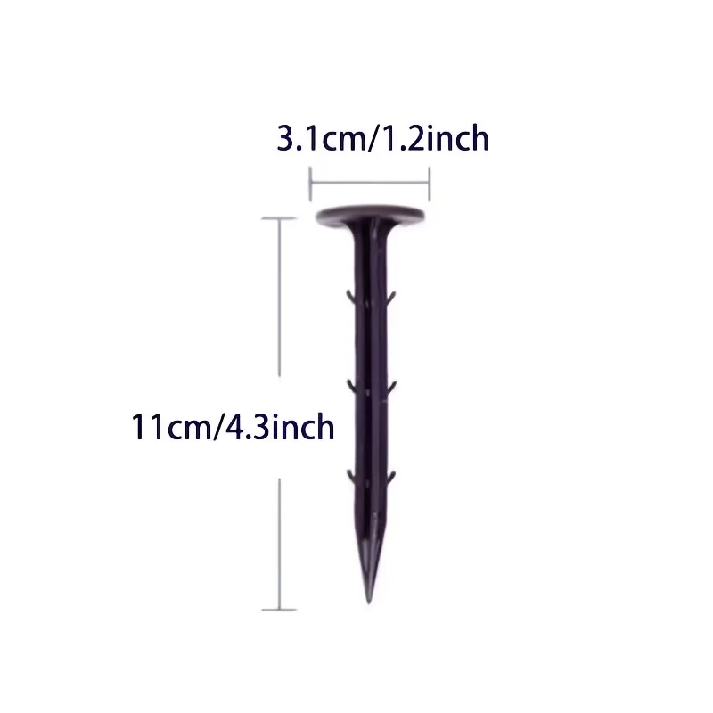 30PCS Plastic Garden Stakes 4.3in / 11cm, Barbed Pointed Cone Stakes With Reinforced Caps, For Fixing Mulch Film, Easy Installat