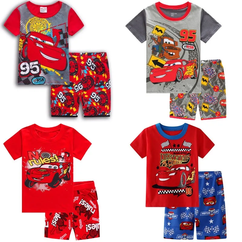 

Disney Cars Summer Pyjamas Children Sleepwear Baby Set Boys Girls Short Sleeved Pijamas Cotton Nightwear Clothes Pajamas Sets