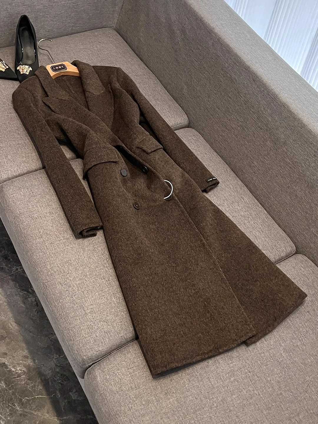 

Ele Double-Faced Woolen Camere Coat Extended Length oulder Fit Suit Collar Faionable Outerwear X540 Brand New Autumn