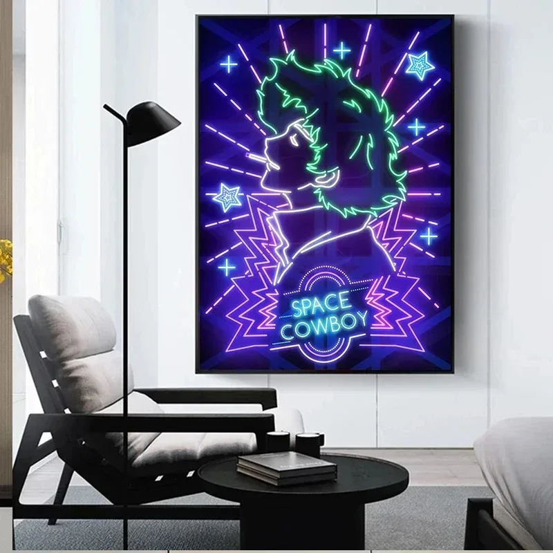 ملصق شخصية بتصميم نيون أنيمي ، لعبة صياد قاتل الشيطان ، لوحة أفلام خيالية نهائية ، فن جداري من قماش الكانفاس ، ديكور المقاهي #2