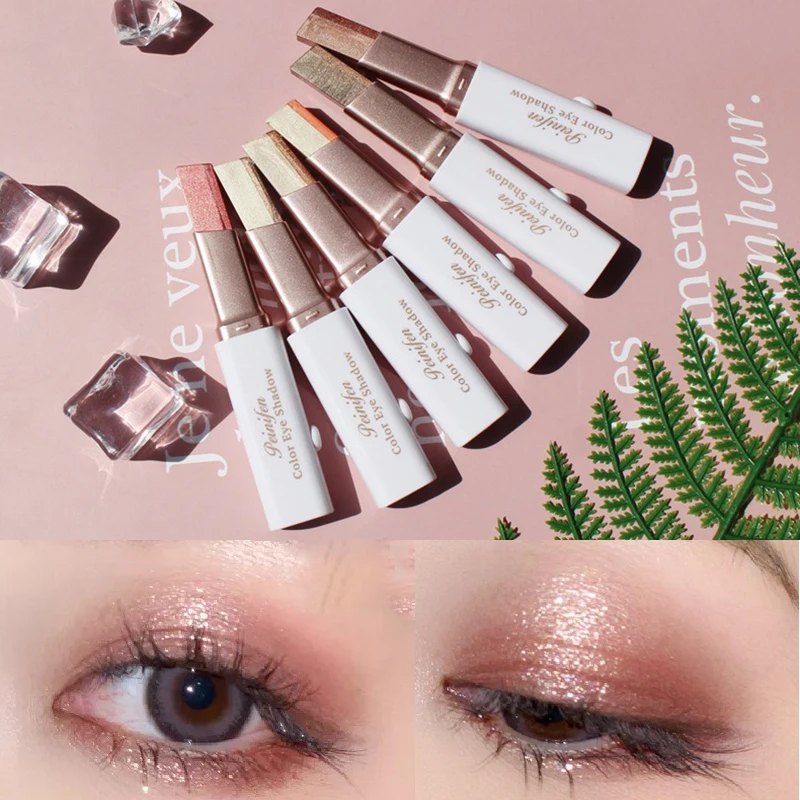 2 em 1 glitter perolado iluminador sombra vara à prova dwaterproof água de longa duração shimmer sombra de olho delineador preguiçoso beleza olhos compõem