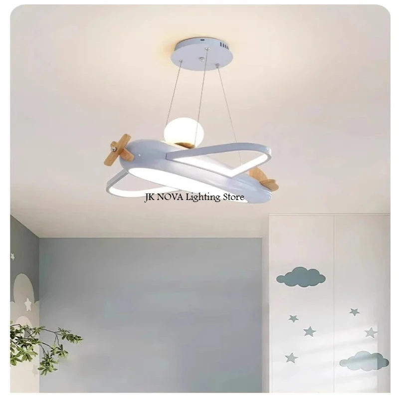 Airplane Children's Room Pendant Light Cream Style Boy and Girl Room Creative Cartoon Eye Protection Light
