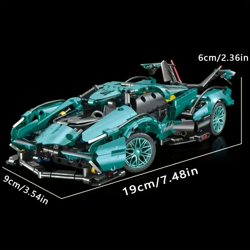 600 pieces of light blue sports cars, hand-assembled, perfect for desktop decorations and collectibles, ideal as birthday gifts. view 5