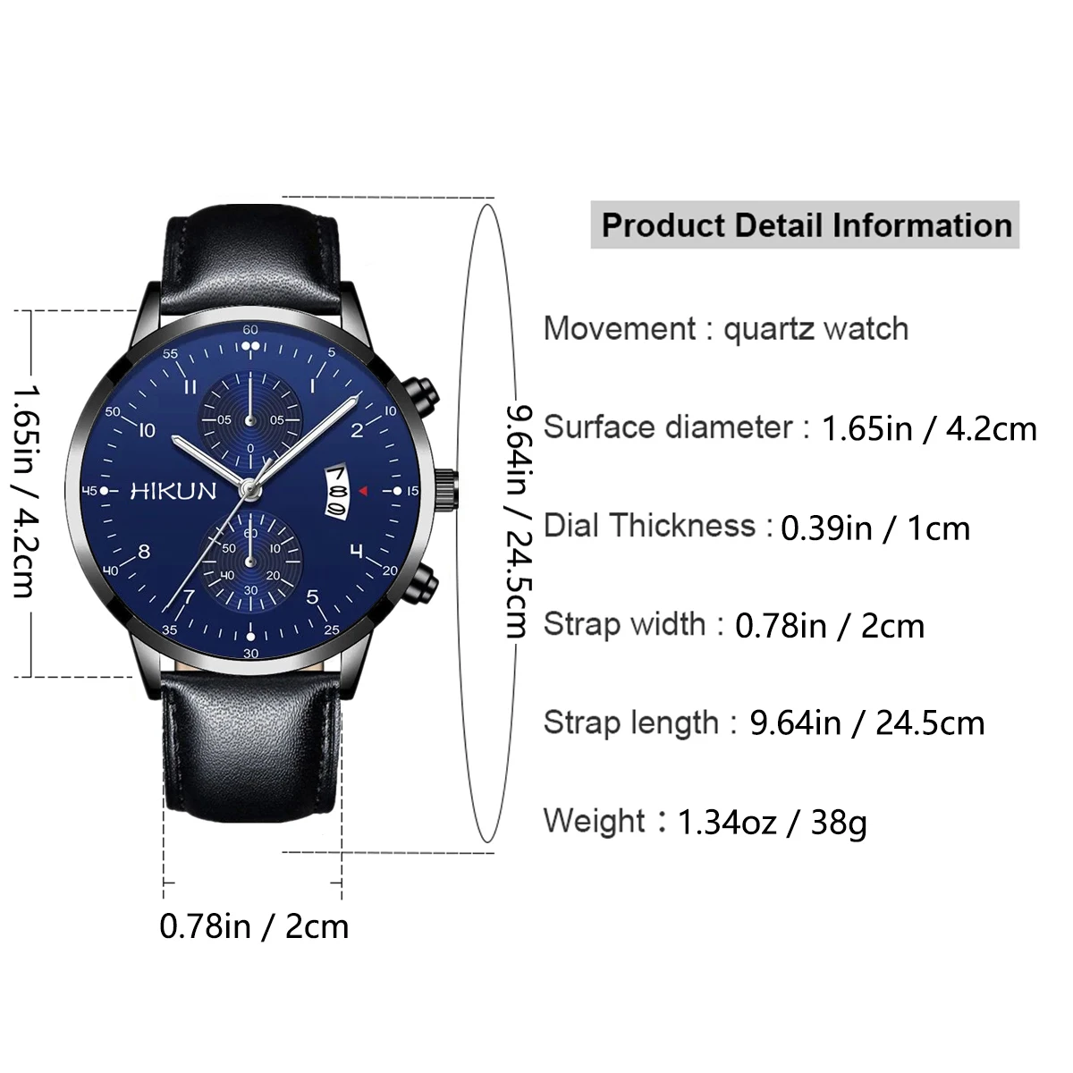 Black Classic Quartz Watch Men Dial Watch Fashion Round Quartz Simple Casual Watch For SportsVersatile Leather  Watch