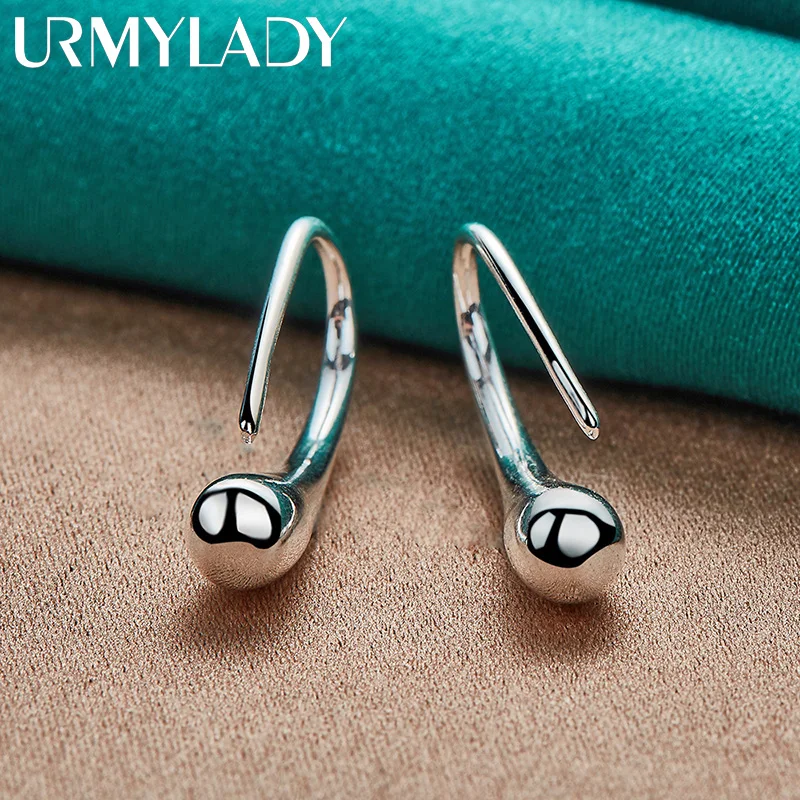 URMYLADY 925 Sterling Silver Water Drop Hook Raindrop Earrings for Women Wedding Engagement Fashion Charm Jewelry