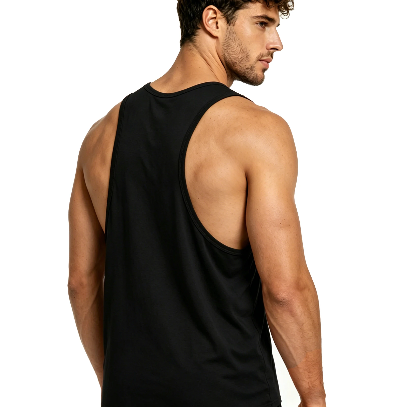 Herren-Tanktops mit tiefem U-Ausschnitt, ärmelloses Shirt für Bodybuilding, schnell trocknend, für Fitness-Training, Workout, Singlets, Sportbekleidung für Männer – Detail 4