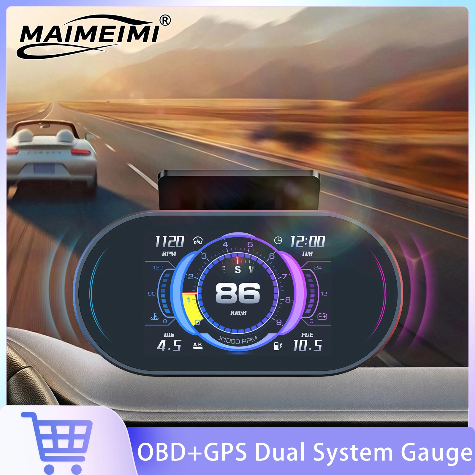 OBD+GPS HUD Head Up Display OBD2 On-board Computer Speed RPM Water Temp Oil Temp Fuel Consumption Car Electronic Accessories