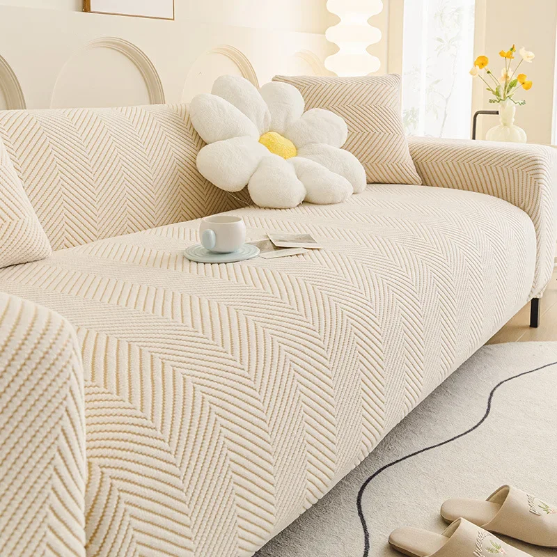 Stretch Sofa Covers for Living Room Anti Slip Sofa Slipcover with Elastic Bottom Pets Friendly Couch Cover Furniture Protector