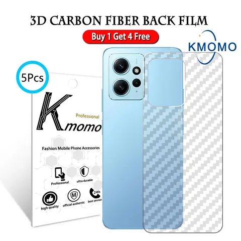 5Pcs Carbon Fiber Film For Xiaomi Redmi Note 13 Pro 5G 12 4G + 12s 11 11s 10 10s 9 9s 8 7 Plus Back Screen Protector