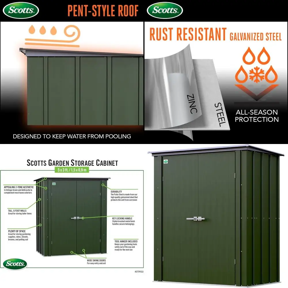 

Compact Outdoor Metal Storage Cabinet, Lockable Shed for Backyard, Patio, and Lawn