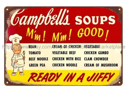 Campbell's Soup metal tin sign man cave mancave metal wall art