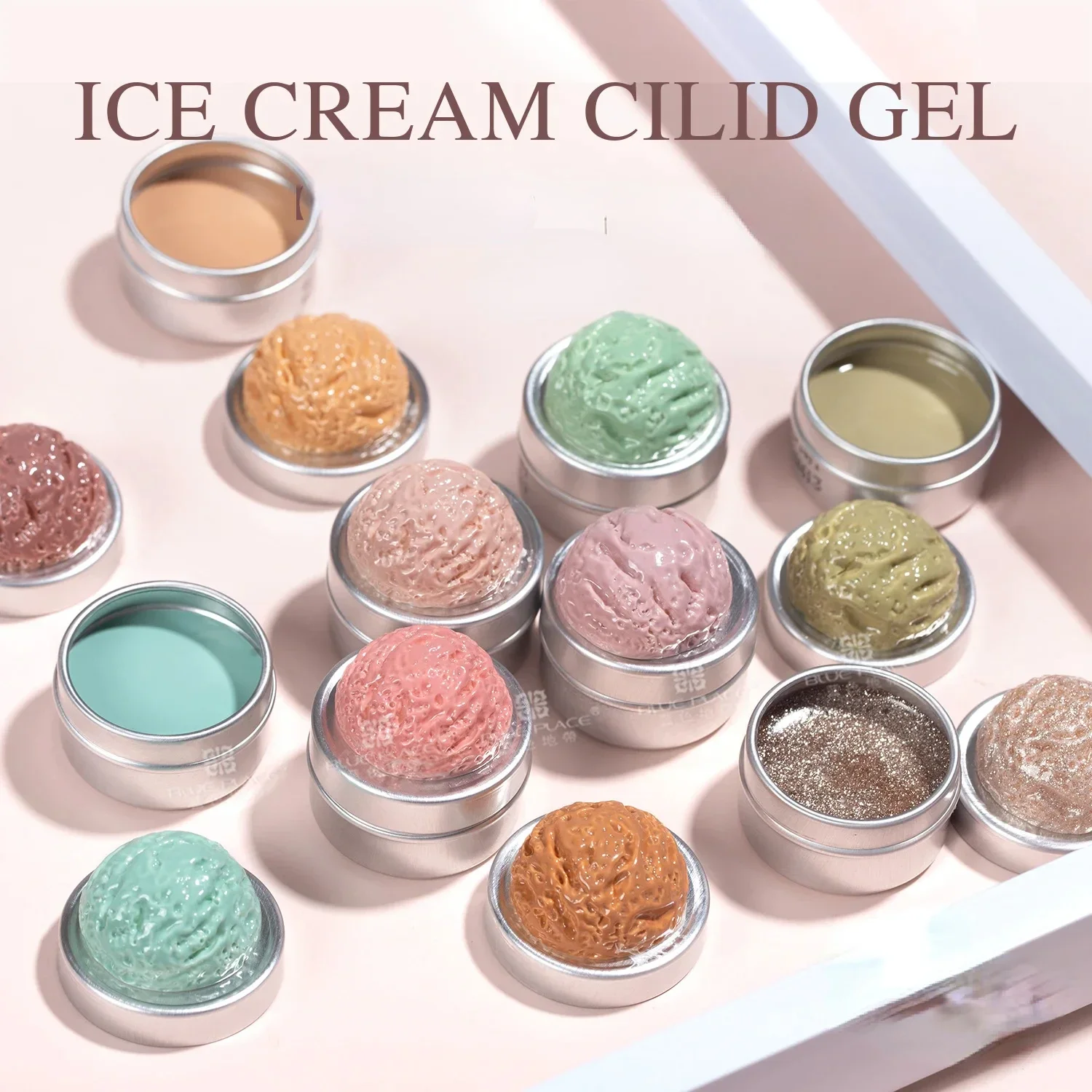 64 Color Solid Nail Polish Glue Ice Cream Texture Nail Glue Nail Pat-glue Blend Gradient Paint Filling Glue Cans