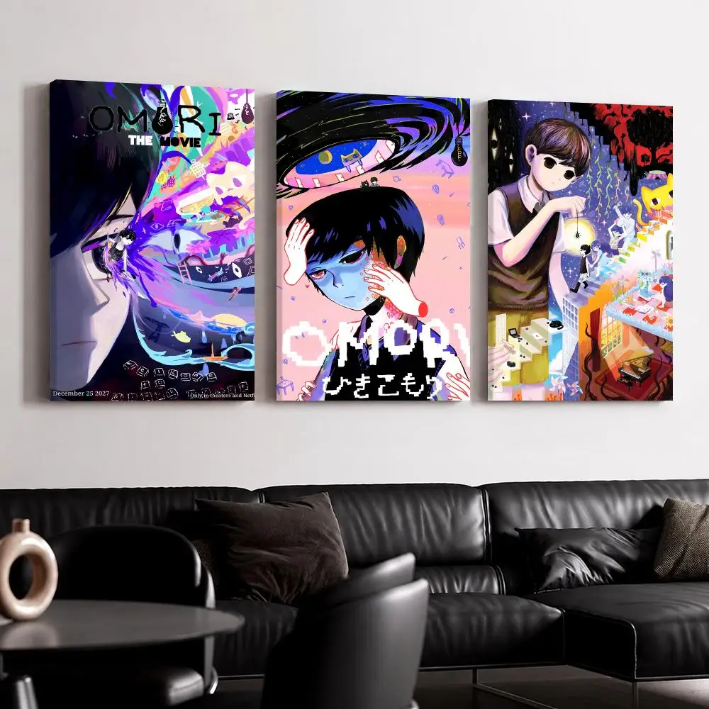 Cartoon Game O-Omori Framed Wall Painting Canvas Poster Ready to Hang Wall Art for Bedroom Living Room Home Decor Gift