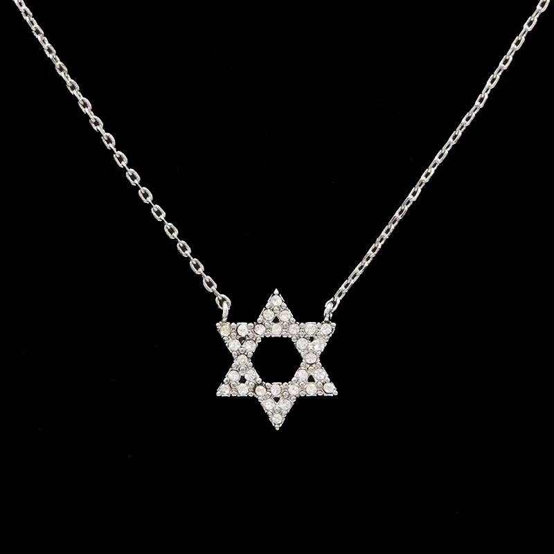 

Star of David Moissanite Pendant Necklace 925 Sterling Silver 16-20 inch Adjustable Unisex Chain, Popular Star Style