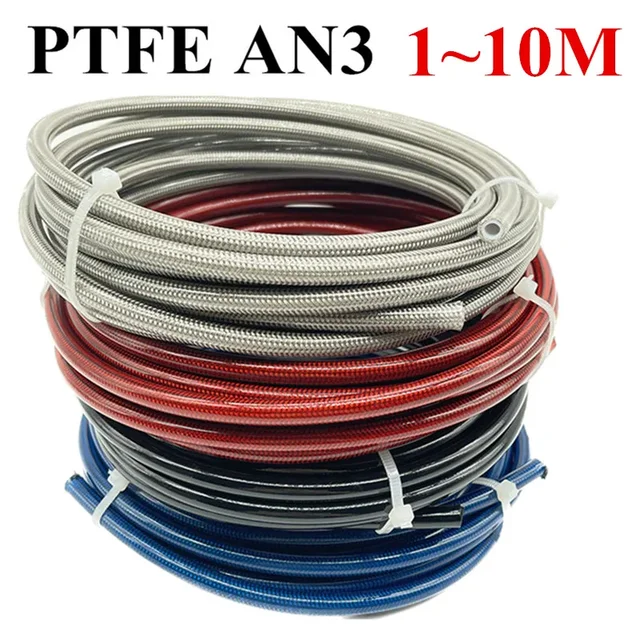 AN3 1M ~ 10M Motocyklowy wąż hamulcowy z PVC ze stali nierdzewnej PTFE Przewód hamulcowy Przewód hamulcowy Przewód paliwowy Przewód wyścigowy Przewód hamulcowy