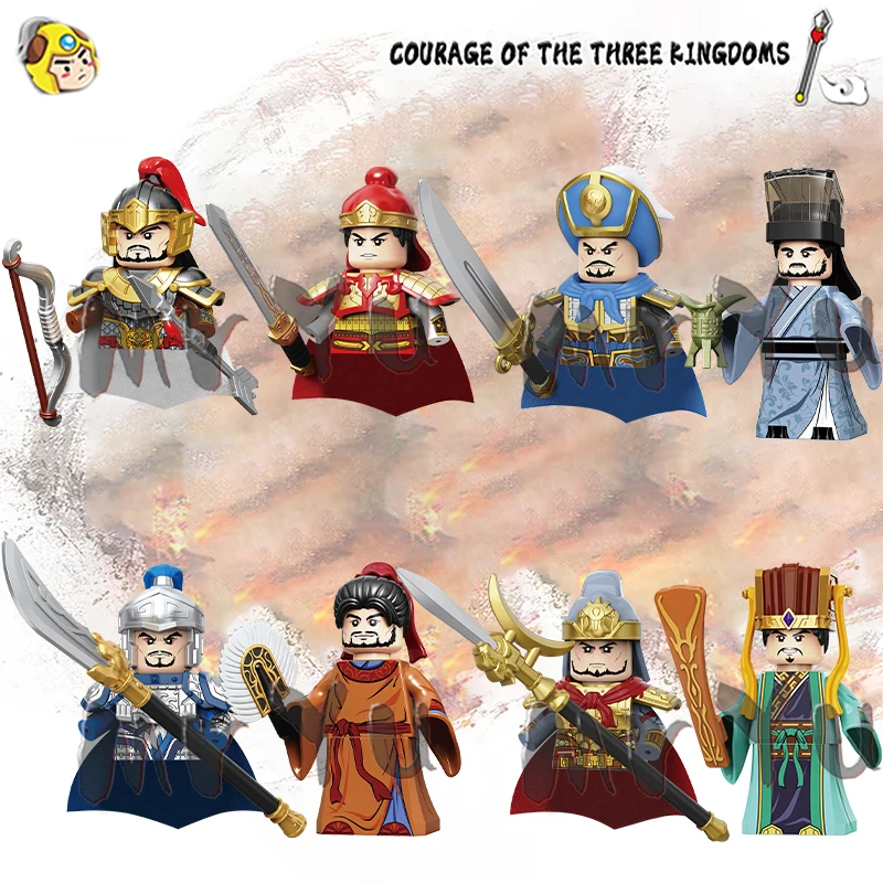 New Chinese History Three Kingdoms War Figure Soldier Weapon Cloak Moc Model Kids Building Blocks Toys Gift Boys Girls Juguetes