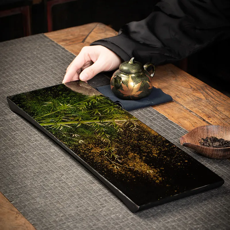 Bamboo Office Tea Tray Plate Coasters Valet Chinese Ceremony Accessories Serving Tea Tray Table Pot Bandejas Home Decorationgs