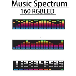 160 RGB LED Dot Matrix Music Spectrum Display Analyzer Level Indicator Rhythm Ambient Light CLOCK Pickup For Amplifier Car Audio